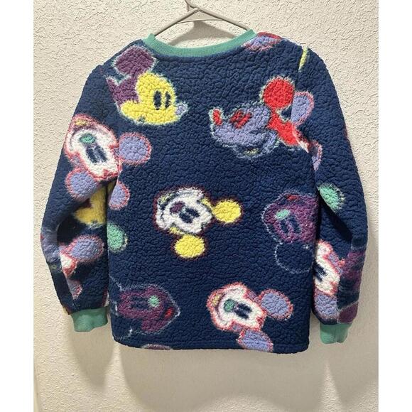 Disney Parks Japan Kids Mickey Mouse Fleece Sweatshirt Size L Navy Soft Fuzzy - Picture 3 of 8